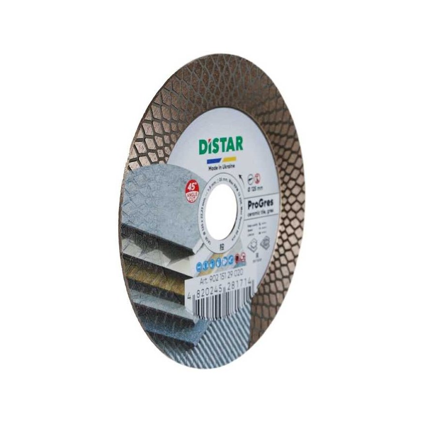 DISTAR PROGRES plytelių 45 laipsnių pjovimo ir šlifavimo diskas plytelėms 125 mm x 22.23 mm – 3