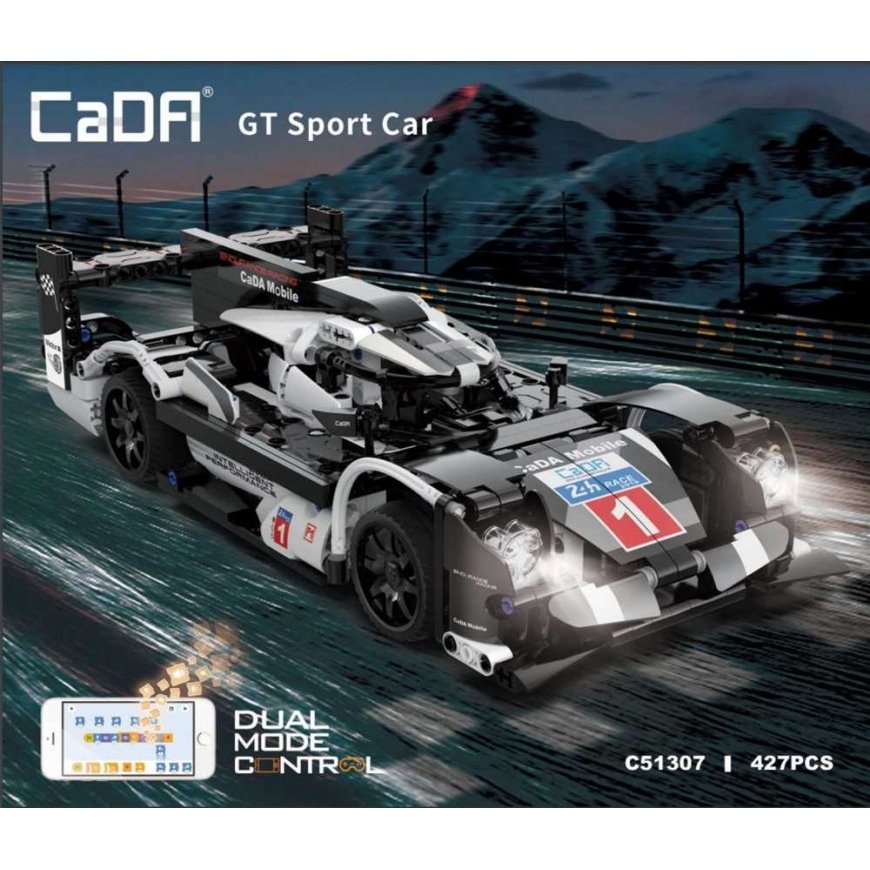 Klocki konstrukcyjne CaDA Zdalnie sterowane duże auto sportowe 31 cm Samochód GT Sport Car 427 dalys RC Światło LED Dual Mode – 3