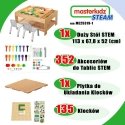 MASTERKIDZ medinis mokomasis stalas + PRIEDAI stiebo sienelė + 135 kaladėlės