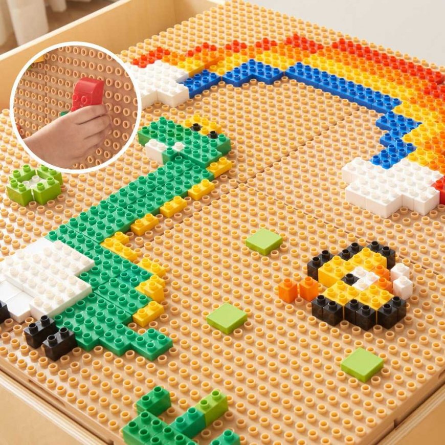 MASTERKIDZ wooden educational table + ACCESSORIES mast wall + 135 blocks – 4