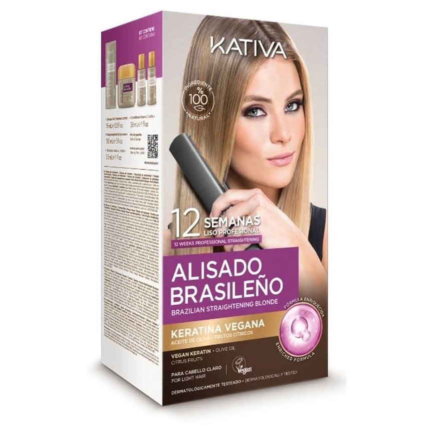 Kativa Profesional Alisado Brasileno Pro Skirtas šviesiems plaukams Estuche 6 Piezas