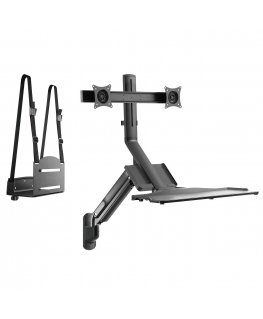Wall Mount for Two Monitors and Maclean Keyboard, Gas Spring with Computer Bracket, for Monitors 17"~27", MC-633 p