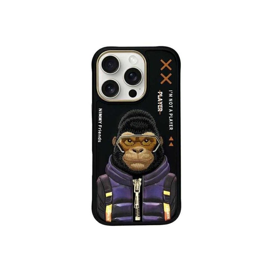 Dėklas Nimmy etui iPhone 16 Pro 6.3" juoda/juodas Cool&Cute 2.0 Monkey