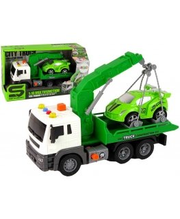 Lean Toys Automobilių vežėjas Pagalbos kelyje vilkikas 1:16 Žalias Sound Lights