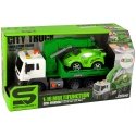 Lean Toys Car Transporter Roadside Assistance Tow Truck 1:16 Green Sound Lights