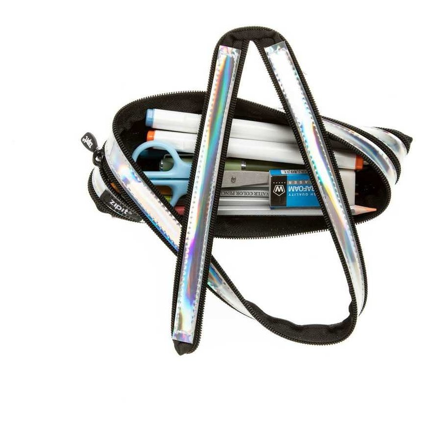 Pencil case ZIPIT Metallic Pouch, ZMT-2, Silver color – 3