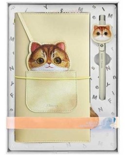 Nimmy set 2in1 notebook + pen khaki Big Eyed Pet 2.0 Cat