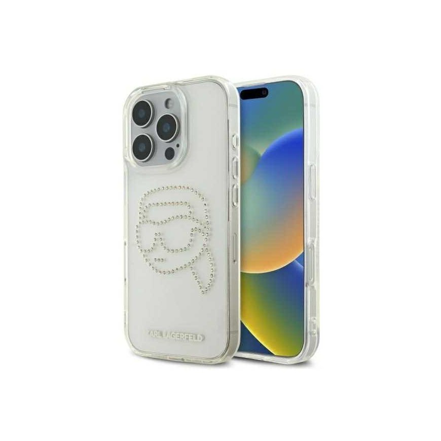 Karl Lagerfeld KLHCP16XHKHDCELT Apple iPhone 16 Pro Max 6.9" phone case transparent IML Rhinestones Karl Head