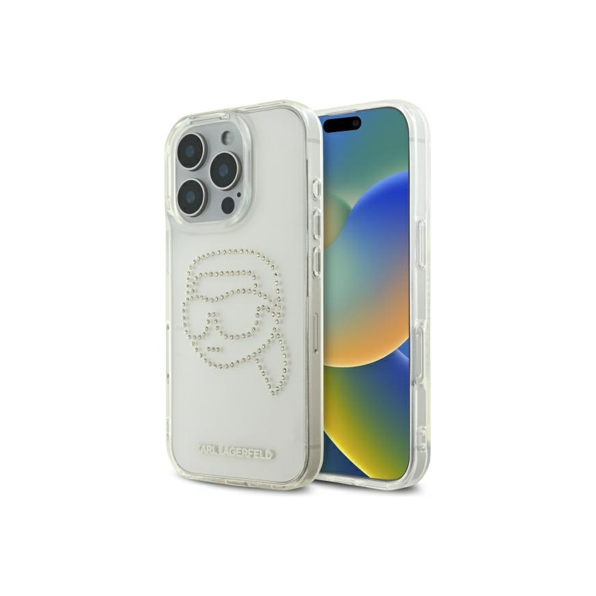 Karl Lagerfeld KLHCP16XHKHDCELT Apple iPhone 16 Pro Max 6.9" phone case transparent IML Rhinestones Karl Head – 2