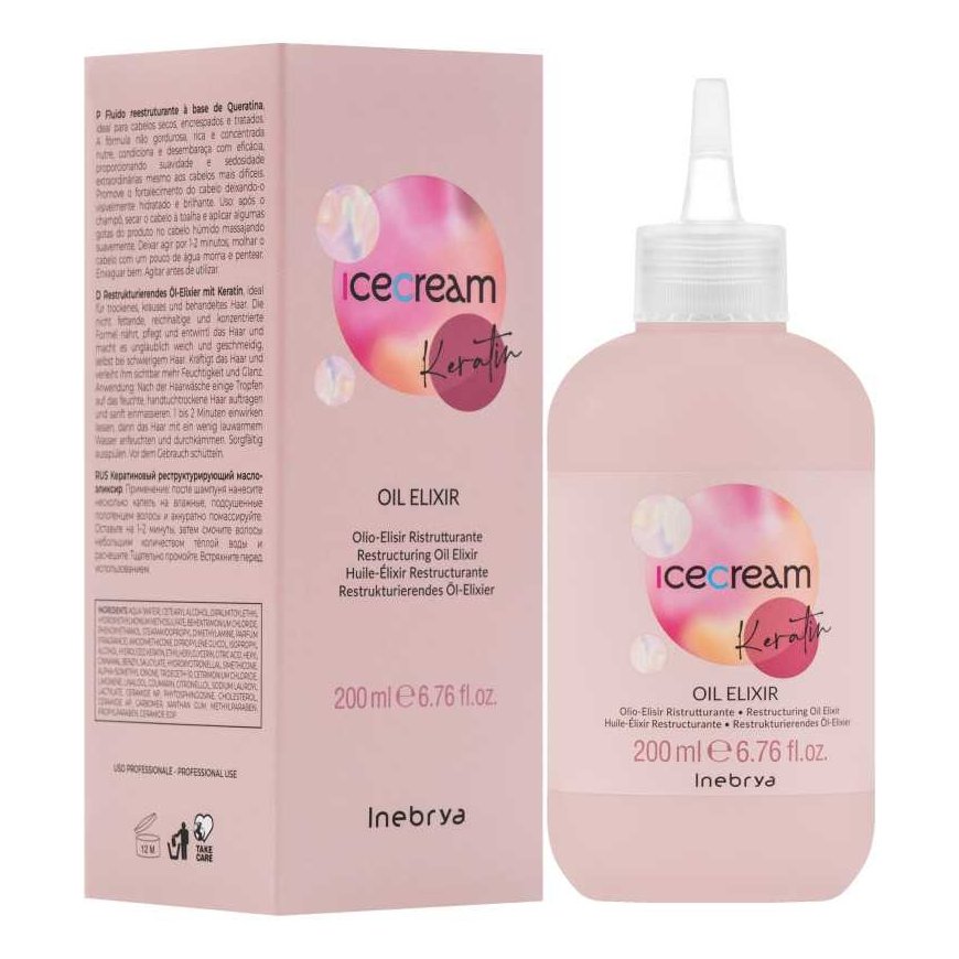 Eliksyras Inebrya Inebrya Ice Kreminis Keratin Oil Eliksyras atstatomoji plaukų priežiūros priemonė – 2