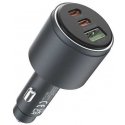 Devia car charger Extreme Metal PD QC 116W 1x USB 2x USB-C juodas