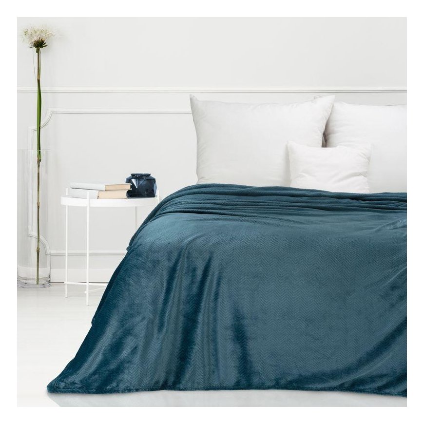 Eurofirany DESIGN 91 CINDY5 Soft and gentle blanket with embossed Christmas tree pattern, 150X200 cm, color: blue – 5