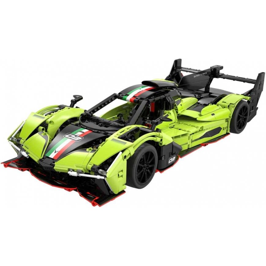 Klocki konstrukcyjne CaDA Samochód 54 cm autko wyścigowe žalia wyścigówka Phantom Wing Auto Važiuoklė 1817 dalys 1:10 – 2