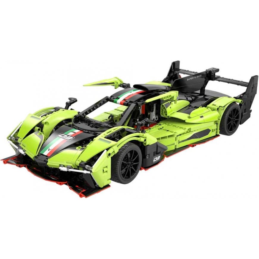 Klocki konstrukcyjne CaDA Samochód 54 cm autko wyścigowe žalia wyścigówka Phantom Wing Auto Važiuoklė 1817 dalys 1:10 – 3