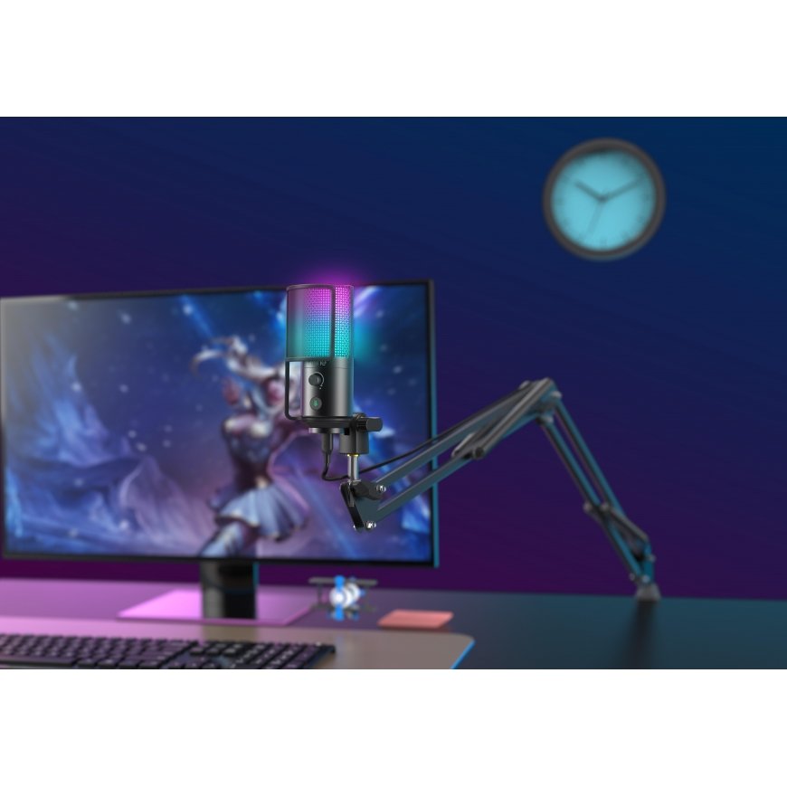 FIFINE T669 PRO2 laidinis mikrofonas su RGB apšvietimu ir stovu | USB – 5