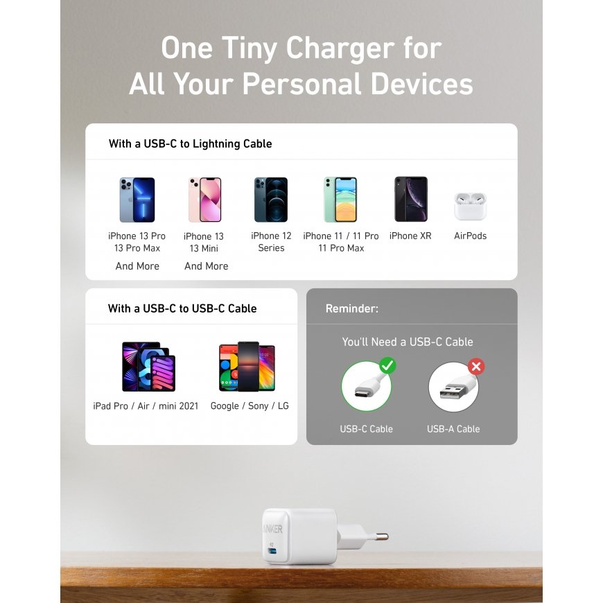 Anker 511 Charger (Nano Pro) offline only Matkapuhelin, Tabletti Valkoinen USB Pikalataus Sisätila – 4