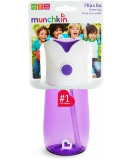 MUNCHKIN drinking bottle with straw, Flip & Go, Purple, 18 months+, 355 ml, 90328P