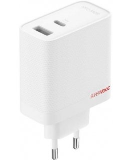 OnePlus SUPERVOOC 80W GaN Dual USB-A + USB-C Travel Charger + USB-C/USB-C Cable White
