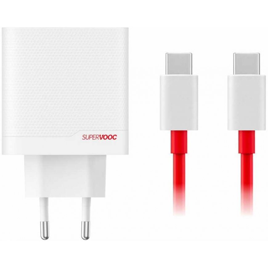 OnePlus SUPERVOOC 80W GaN Dual USB-A + USB-C Travel Charger + USB-C/USB-C Cable White – 2
