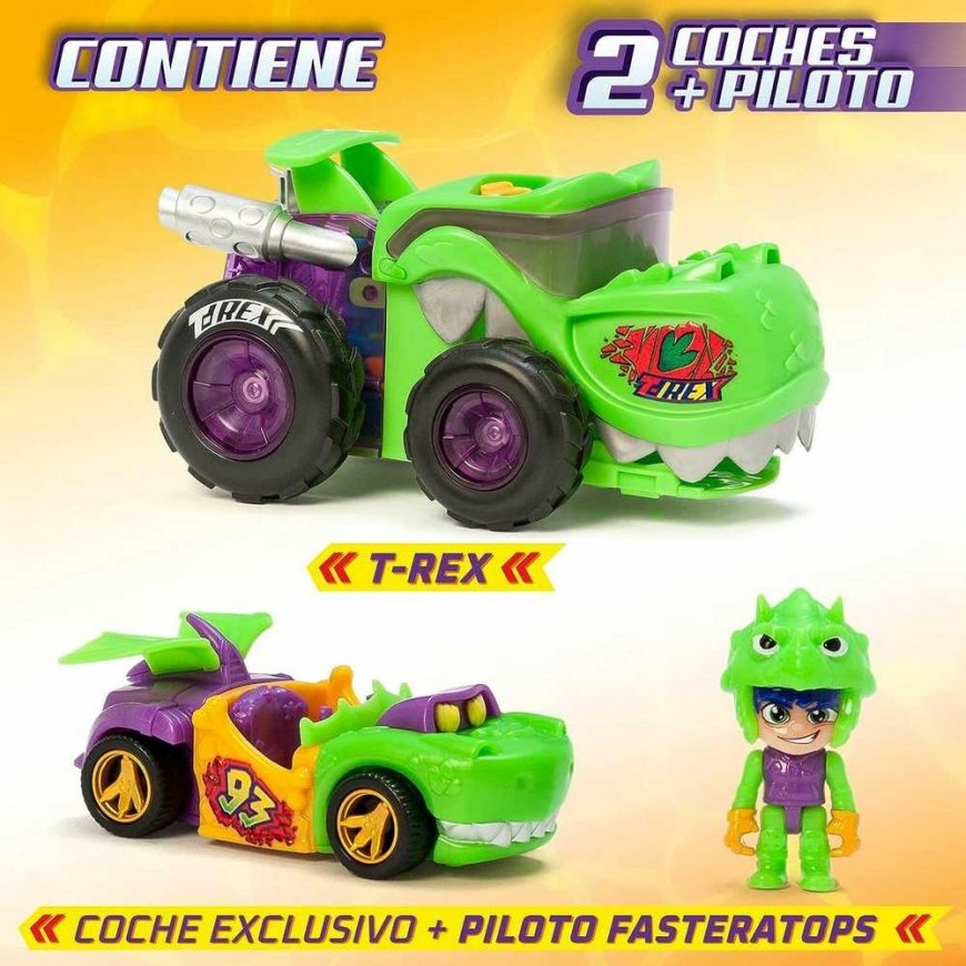 Rinkinys T-Racers T-Rex Mega Wheels Auto wyrzutnia i kierowca – 4