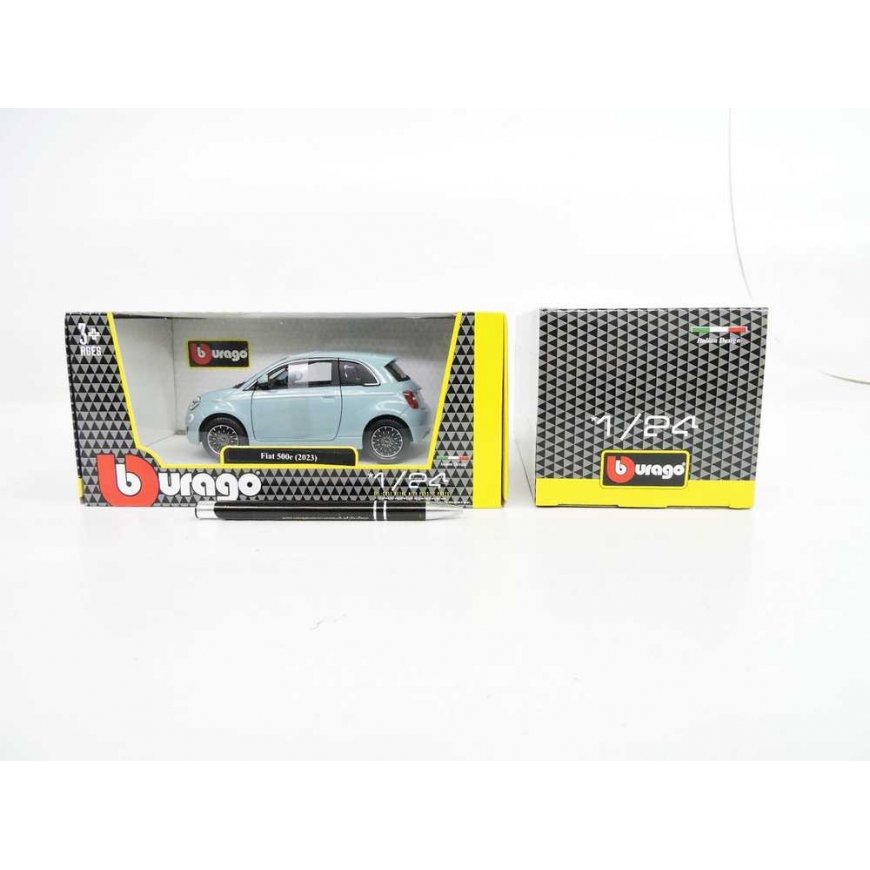 BBURAGO metal. 1:24, Fiat 500 E 2023 blue.