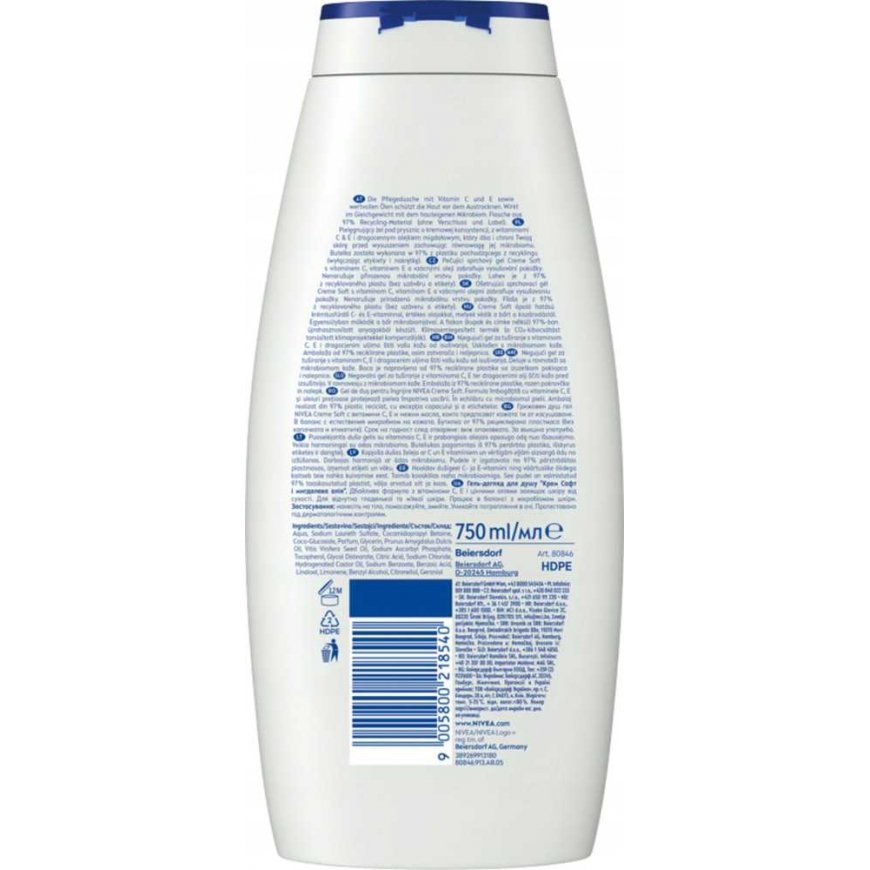 Dušo želė Nivea Creme Soft Care Caring, 750 ml – 3