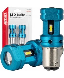 LED lemputės canbus 1157 bay15d p21/5w 4smd 1860 balta 12v 24v amio-04253
