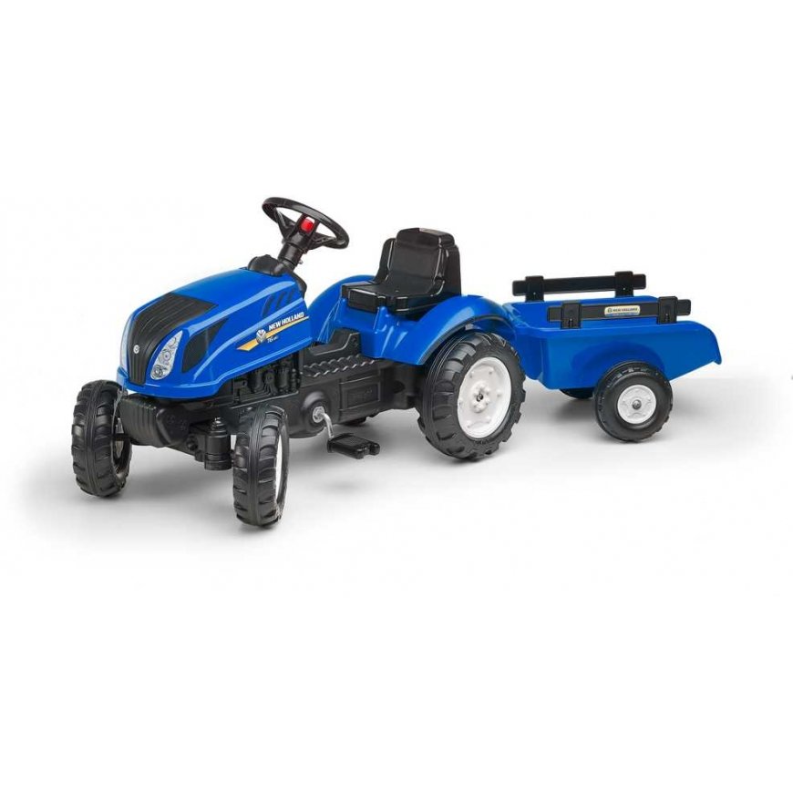 FALK Pedal tractor New Holland Large with trailer + open engine hood for 2 years