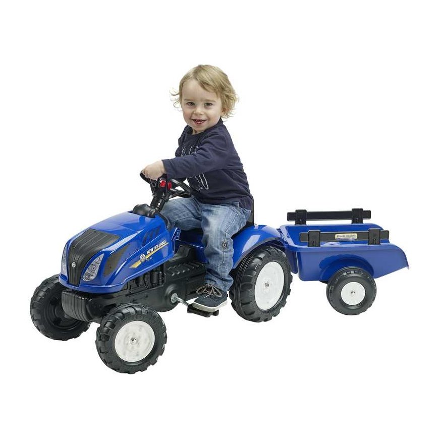 FALK Pedalinis traktorius New Holland Large su priekaba + atviras variklio dangtis 2 metams – 3