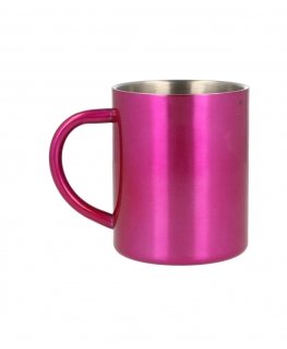 Detail Silver and purple metal mug