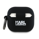 Karl Lagerfeld KLA4RUNIKK AirPods 4 cover juodos spalvos silikoninis Karl Head 3D Karl Lagerfeld KLA4RUNIKK AirPods 4 cover juodos spalvos silikoninis Karl Head 3D