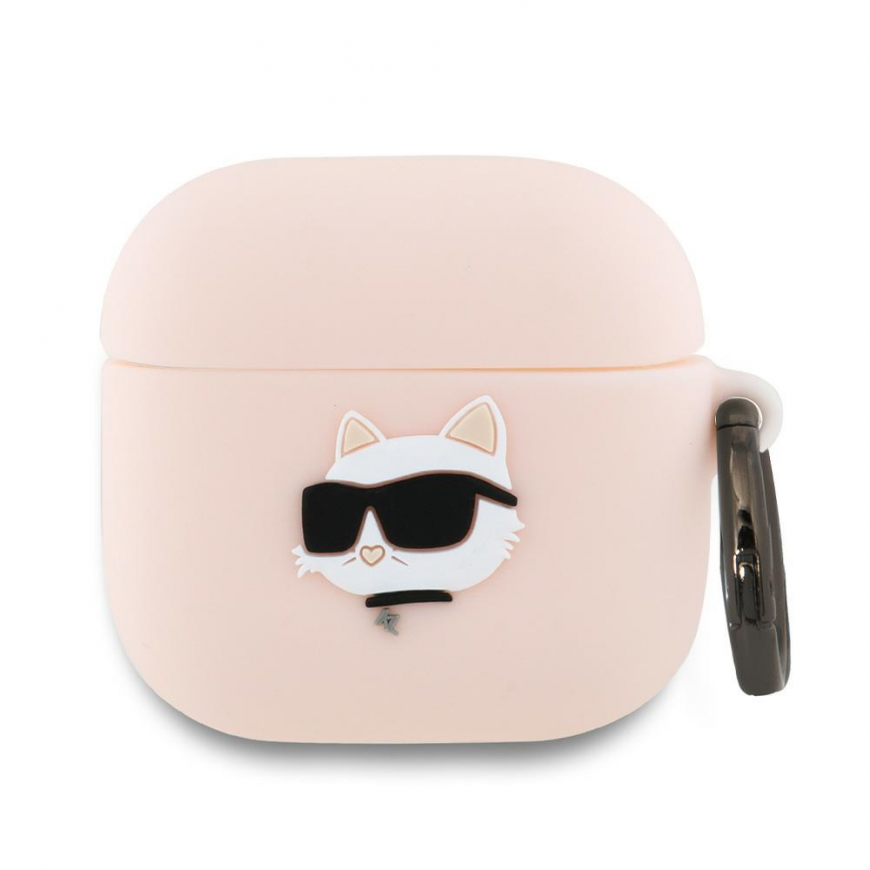 Karl Lagerfeld KLA4RUNCHP AirPods 4 cover pink silicone Choupette Head 3D – 4