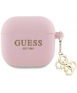 Guess GUA4LECG4P AirPods 4 cover rožinės spalvos silikoninis 4G Charm