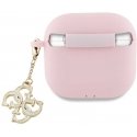 Guess GUA4LECG4P AirPods 4 cover pink silicone 4G Charm