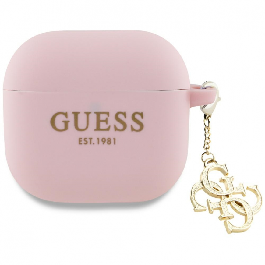 Guess GUA4LECG4P AirPods 4 cover pink silicone 4G Charm – 4