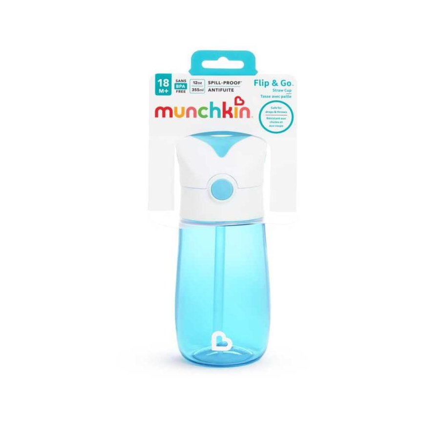 MUNCHKIN gertuvė su šiaudeliu, Flip & Go, Mėlyna, 18 mėn.+, 355 ml, 90327P – 2
