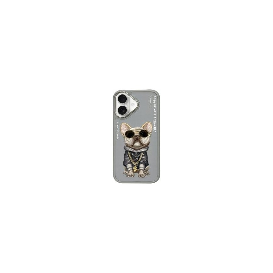 Nimmy etui iPhone 16 6.1" szary|gray Glasses Cool Dog