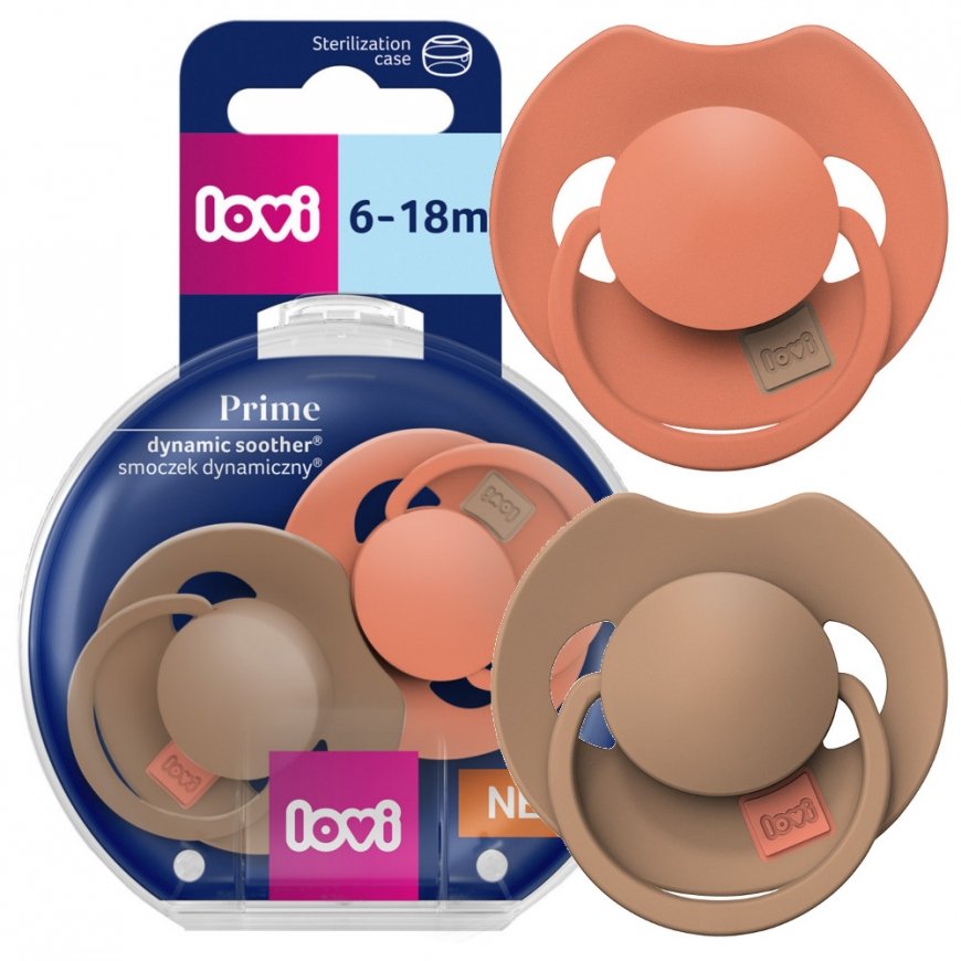 Canpol LOVI silikoniniai dinaminiai čiulptukai Prime, Granola/Oranžinis, 6-18m, 2 vnt., 34/410 – 2