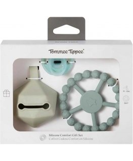 TOMMEE TIPPEE silikoninis čiulptukas su čiulptuko dėklu ir kramtuku, žalias, 433610