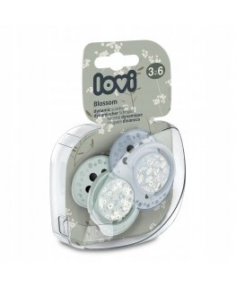 Canpol LOVI silikoniniai dinaminiai čiulptukai, Blossom Mėlyna, 3-6m, 2 vnt., 22/922boy