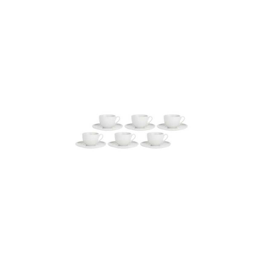 Set of 6 Corte Saucer Tea Cups - White, 200 ml