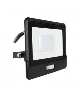 Projektors LED V-TAC 30W SAMSUNG CHIP Czujnik Ruchu Czarny Przewód 1M VT-138S-1 6400K 2340lm 5 Lat Gwarancji