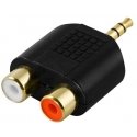 Deltaco AA-25 cable gender changer 3.5mm 2x RCA Black Deltaco AA-25 cable gender changer 3.5mm 2x RCA Black