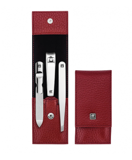ZWILLING CLASSIC INOX Rinkinys kelioninis – raudona skórzane etui, 3 elementy