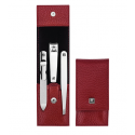 ZWILLING CLASSIC INOX Rinkinys kelioninis – raudona skórzane etui, 3 elementy ZWILLING CLASSIC INOX Rinkinys kelioninis – raudona skórzane etui, 3 elementy