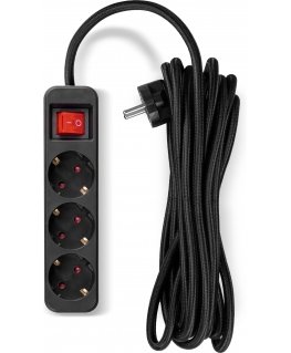 Fuj:tech 3-piece extension cord, 5 m, braided, black