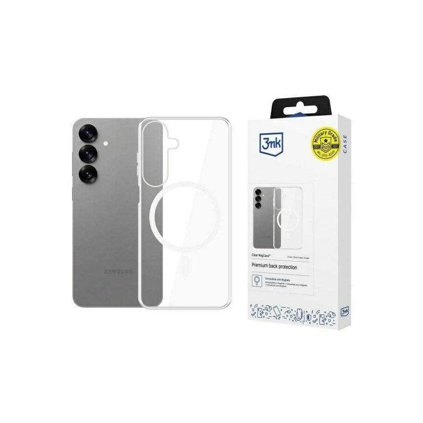 3MK MagCase Samsung Galaxy S25+ skaidrus dėklas telefonui suderinamas su MagSafe
