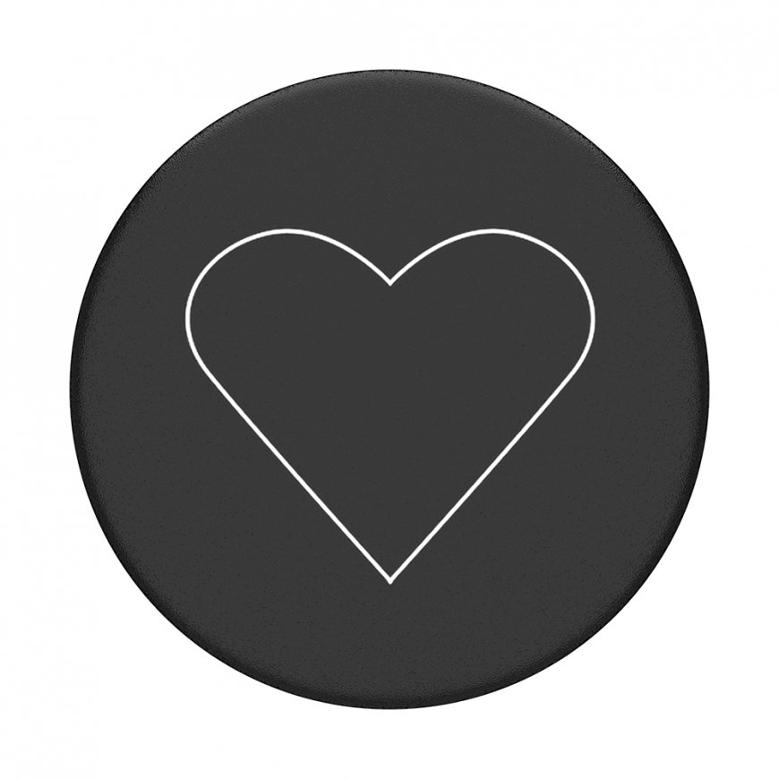 PopSockets White Heart Black