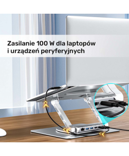 Unitek Podstawka pod laptop z odłączanym hubem USB-C HDMI 1,4, 4K PD 100W