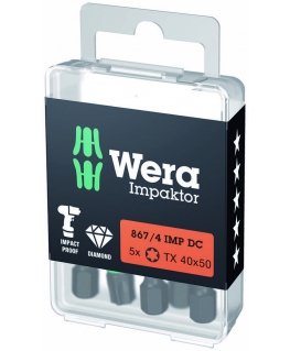 Drill 5szt. Końcówek udarowych Impaktor 1/4" do rusu with TORX socket, size TX40/50mm, Wera [05057667001]